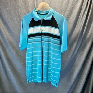 Slazenger Short Sleeve Golf Polo Men's Size Medium Blue/White Striped Pattern